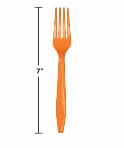 Creative Converting Sunkissed Orange Plastic Forks, 50 Ct Solid Color Tableware