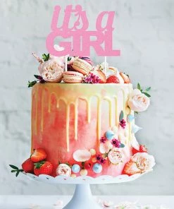 Creative Converting Pink Glitter It's A Girl Cake Topper Baby Showers