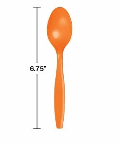 Creative Converting Sunkissed Orange Plastic Spoons, 50 Ct Solid Color Tableware