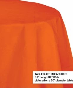 Creative Converting Sunkissed Orange Tablecover, Octy Round 82" Polylined Tissue Solid Color Tableware
