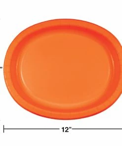Creative Converting Sunkissed Orange Oval Platter 10" X 12", 8 Ct Solid Color Tableware