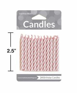 Creative Converting Pink Striped Candles, 24 Ct Birthday Party Candles