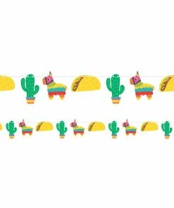 Creative Converting Cinco De Mayo And Fiesta Party Decorations Fiesta Fun Shaped Banner With Twine, Icons