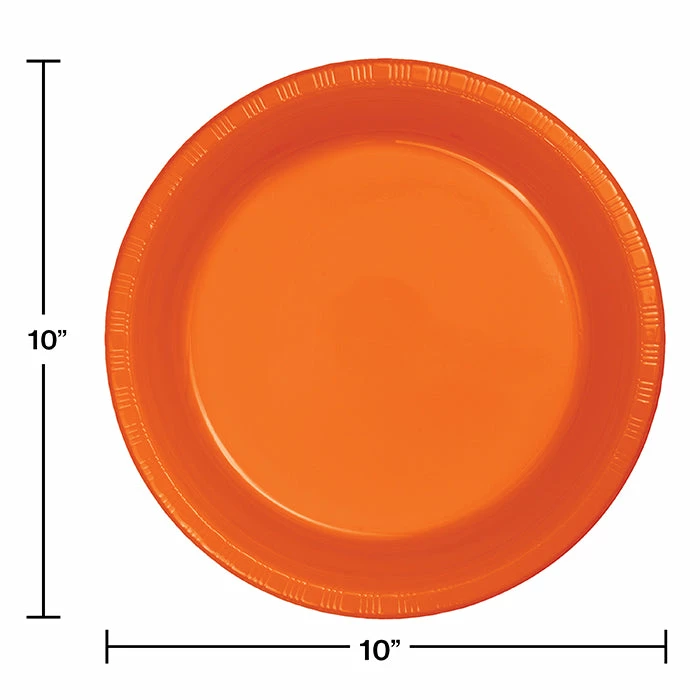 Creative Converting Solid Color Tableware Sunkissed Orange Plastic Banquet Plates, 20 Ct