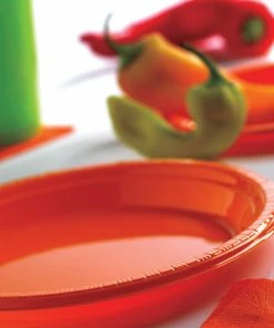 Creative Converting Solid Color Tableware Sunkissed Orange Plastic Banquet Plates, 20 Ct