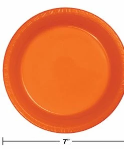 Creative Converting Solid Color Tableware Sunkissed Orange Plastic Dessert Plates, 20 Ct