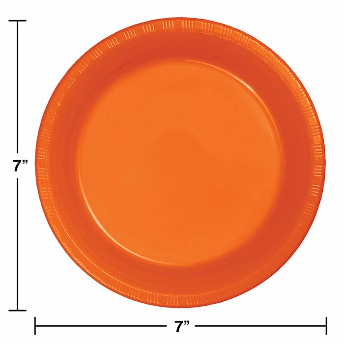 Creative Converting Solid Color Tableware Sunkissed Orange Plastic Dessert Plates, 20 Ct