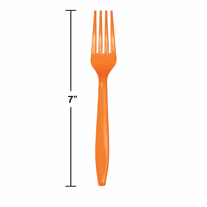 Creative Converting Sunkissed Orange Plastic Forks, 24 Ct Solid Color Tableware