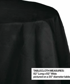 Creative Converting Solid Color Tableware Black Velvet Tablecover, Octy Round 82