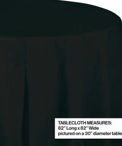 Creative Converting Solid Color Tableware Black Velvet Tablecover, Octy Round 82" Plastic