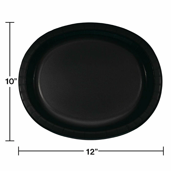 Creative Converting Black Velvet Oval Platter 10" X 12", 8 Ct Solid Color Tableware
