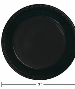 Creative Converting Solid Color Tableware Black Plastic Dessert Plates, 20 Ct