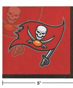 Creative Converting NFL And Football Party Supplies Tampa Bay Buccaneers Beverage Napkins, 16 Ct