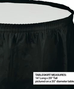 Creative Converting Solid Color Tableware Black Velvet Plastic Tableskirt, 14' X 29"