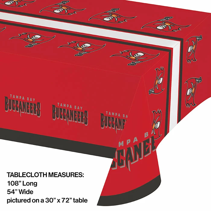 Creative Converting NFL And Football Party Supplies Tampa Bay Buccaneers Plastic Table Cover, 54" X 102"