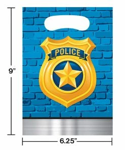 Creative Converting Kids Birthday Party Themes Police Party Favor Bags, 8 Ct