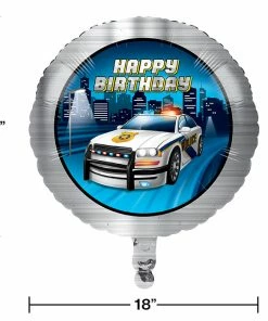 Creative Converting Kids Birthday Party Themes Police Party Metallic Balloon 18"