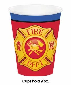 Creative Converting Flaming Fire Truck Hot/Cold Paper Cups 9 Oz., 8 Ct