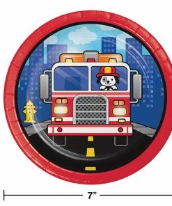 Creative Converting Fire Truck Dessert Plates, 8 Ct Kids Birthday Party Themes
