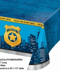 Creative Converting Police Party Plastic Tablecover All Over Print, 54" X 102"