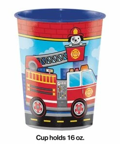 Creative Converting Flaming Fire Truck Plastic Keepsake Cup 16 Oz.