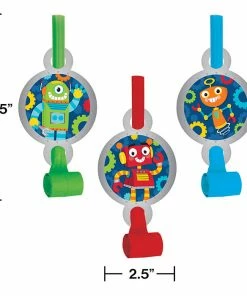Creative Converting Kids Birthday Party Themes Party Robots Blowouts W/ Med, 8 Ct