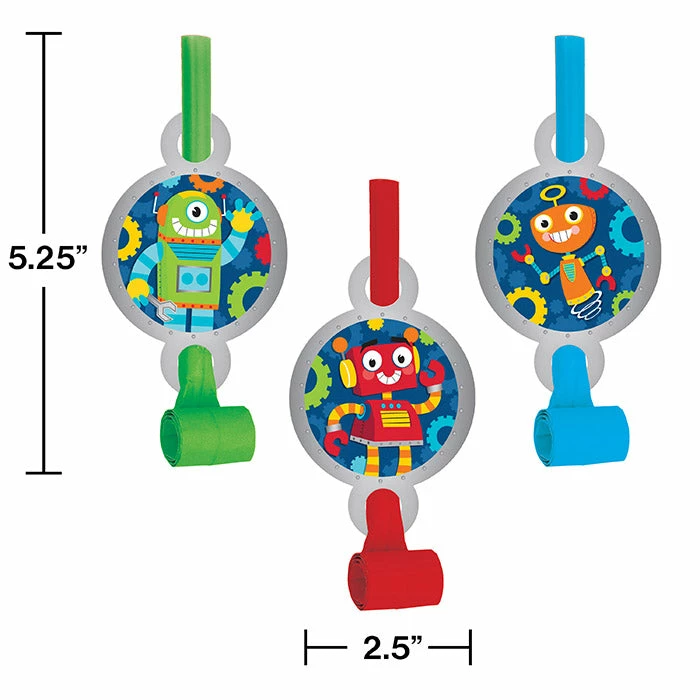 Creative Converting Kids Birthday Party Themes Party Robots Blowouts W/ Med, 8 Ct