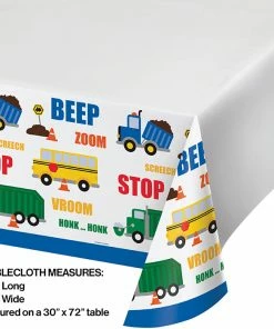Creative Converting Kids Birthday Party Themes Traffic Jam Plastic Tablecover 48" X 88"