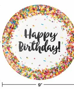 Creative Converting Confetti Sprinkles Paper Plates, 8 Ct Kids Birthday Party Themes