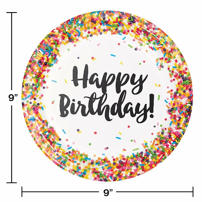 Creative Converting Confetti Sprinkles Paper Plates, 8 Ct Kids Birthday Party Themes