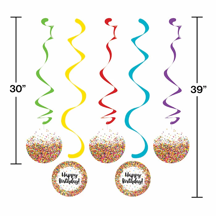 Creative Converting Confetti Sprinkles Dizzy Danglers, 5 Ct Kids Birthday Party Themes