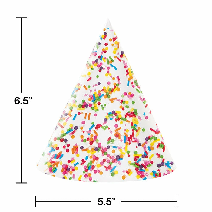 Creative Converting Kids Birthday Party Themes Confetti Sprinkles Party Hats, 8 Ct