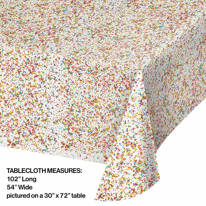 Creative Converting Sprinkles Plastic Tablecover All Over Print, 54" X 102" Kids Birthday Party Themes