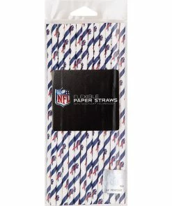 Creative Converting Buffalo Bills Paper Straws, 24 Ct NFL And Football Party Supplies