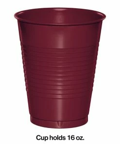 Creative Converting Solid Color Tableware Burgundy Red Plastic Cups, 20 Ct