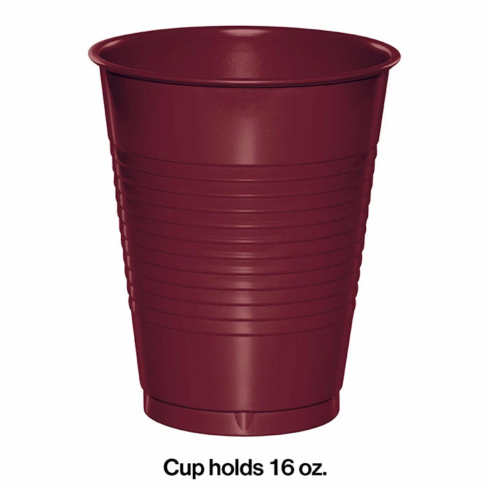 Creative Converting Solid Color Tableware Burgundy Red Plastic Cups, 20 Ct