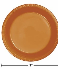 Creative Converting Pumpkin Spice Orange Plastic Dessert Plates, 20 Ct