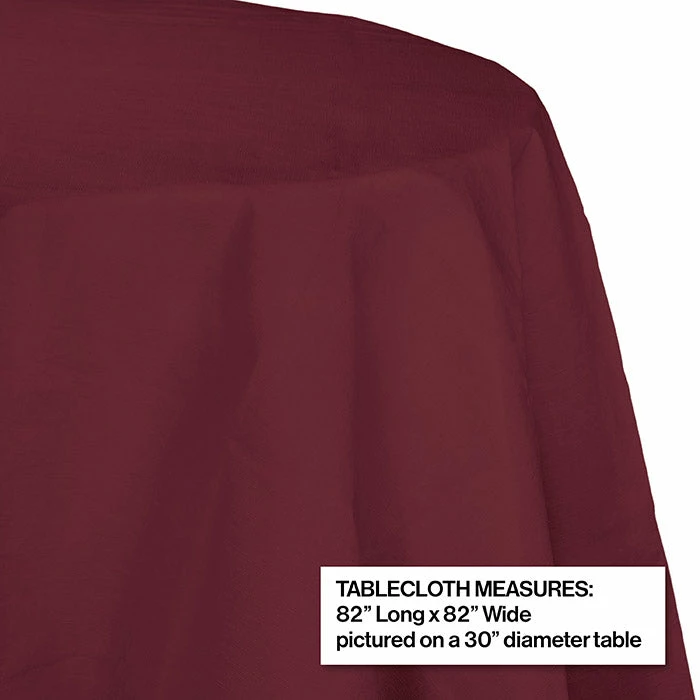 Creative Converting Burgundy Tablecover, Octy Round 82" Polylined Tissue