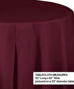 Creative Converting Solid Color Tableware Burgundy Tablecover, Octy Round 82