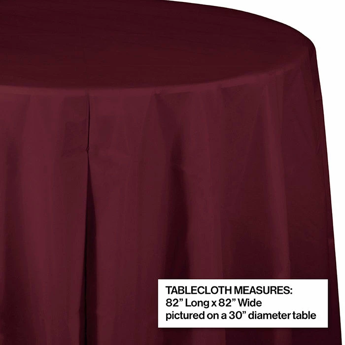 Creative Converting Solid Color Tableware Burgundy Tablecover, Octy Round 82" Plastic