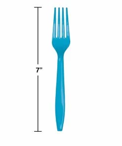 Creative Converting Solid Color Tableware Turquoise Blue Plastic Forks, 50 Ct