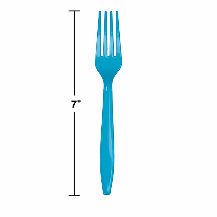 Creative Converting Solid Color Tableware Turquoise Blue Plastic Forks, 50 Ct
