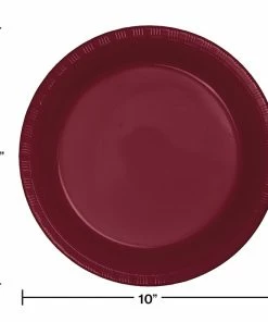 Creative Converting Solid Color Tableware Burgundy Red Plastic Banquet Plates, 20 Ct