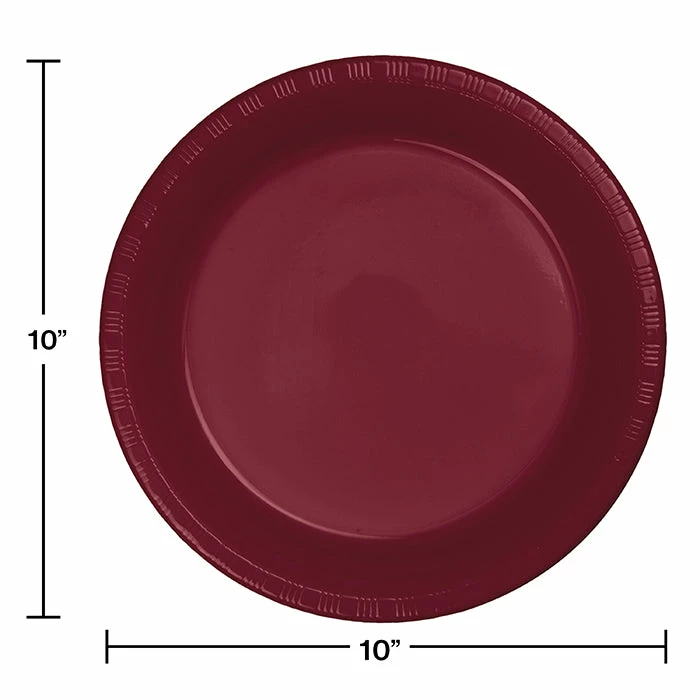 Creative Converting Solid Color Tableware Burgundy Red Plastic Banquet Plates, 20 Ct