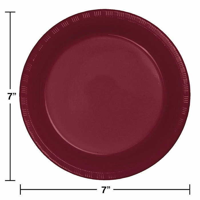 Creative Converting Solid Color Tableware Burgundy Red Plastic Dessert Plates, 20 Ct