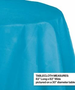 Creative Converting Turquoise Tablecover, Octy Round 82" Polylined Tissue Solid Color Tableware