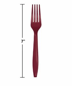Creative Converting Solid Color Tableware Burgundy Red Plastic Forks, 24 Ct
