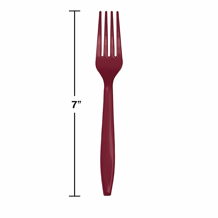 Creative Converting Solid Color Tableware Burgundy Red Plastic Forks, 24 Ct