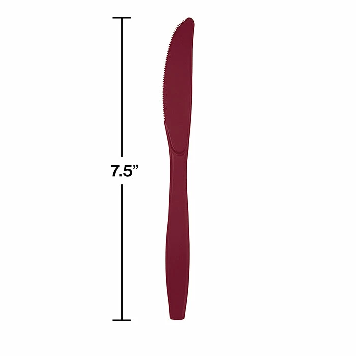 Creative Converting Burgundy Red Plastic Knives, 24 Ct Solid Color Tableware