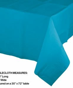 Creative Converting Solid Color Tableware Turquoise Tablecover 54"X 108" Polylined Tissue